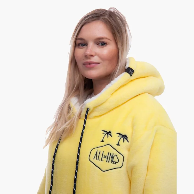 All In Plaid Sherpa Poncho Dark Yellow-1